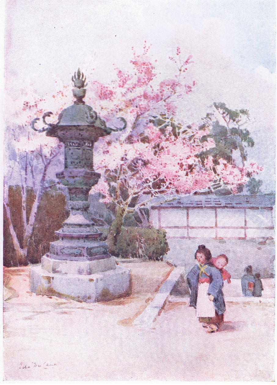 Japán gyerekek 1900 körül (színes litó) alkotó: Ella Du Cane