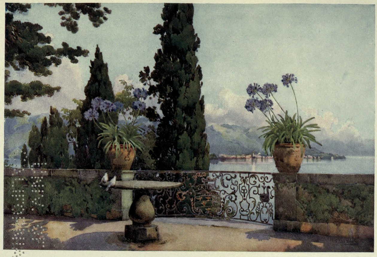 Pallanza az Isola Bella-ból, Lago Maggiore, Illusztráció az olasz tavakból, Richard Bagot alkotó: Ella Du Cane