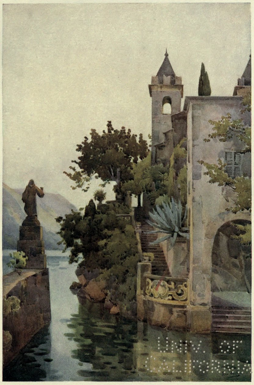 Villa Arconati, Comói-tó, Illusztráció: "Az olasz tavak", Richard Bagot alkotó: Ella Du Cane
