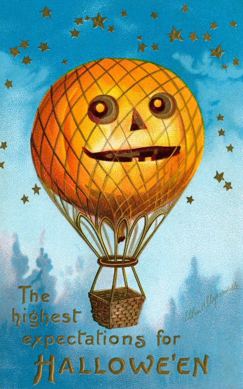 Egy Halloween Pumpkin hőlégballon alkotó: Ellen Hattie Clapsaddle