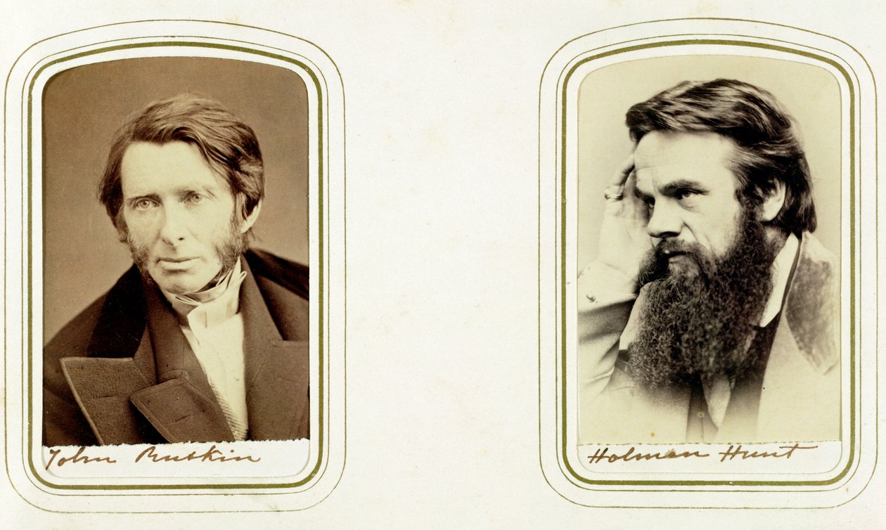 John Ruskin angol művész, költő és kritikus, valamint William Holman Hunt angol művész, 1865 alkotó: Elliott and Fry
