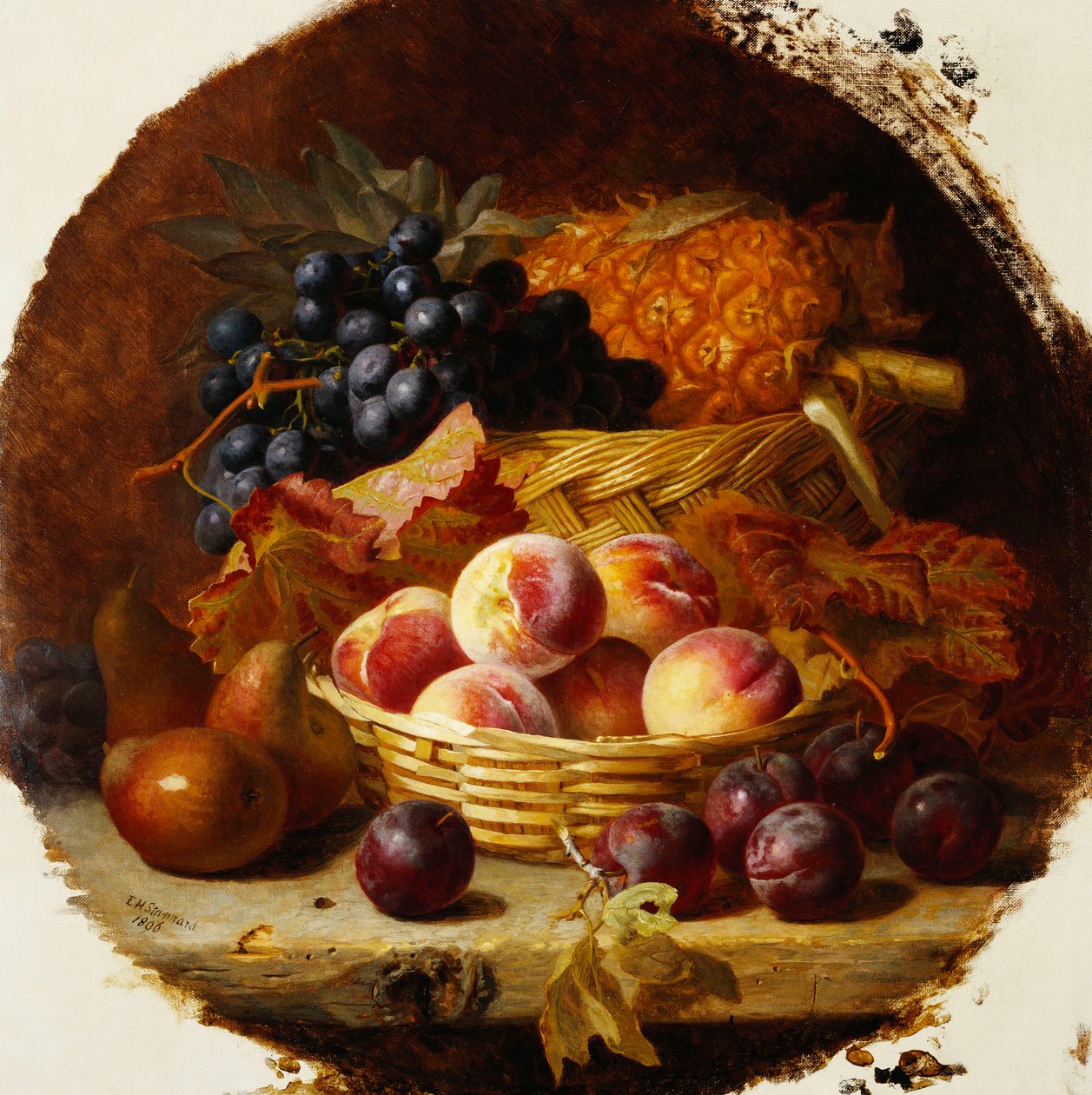 Őszibarack, szilva, körte és ananász, 1896 alkotó: Eloise Harriet Stannard