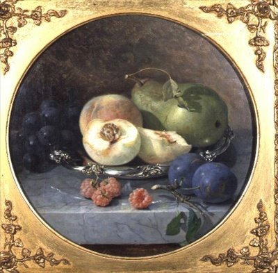Gyümölcscsendélet márványpárkányon (63908-as pár) alkotó: Eloise Harriet Stannard