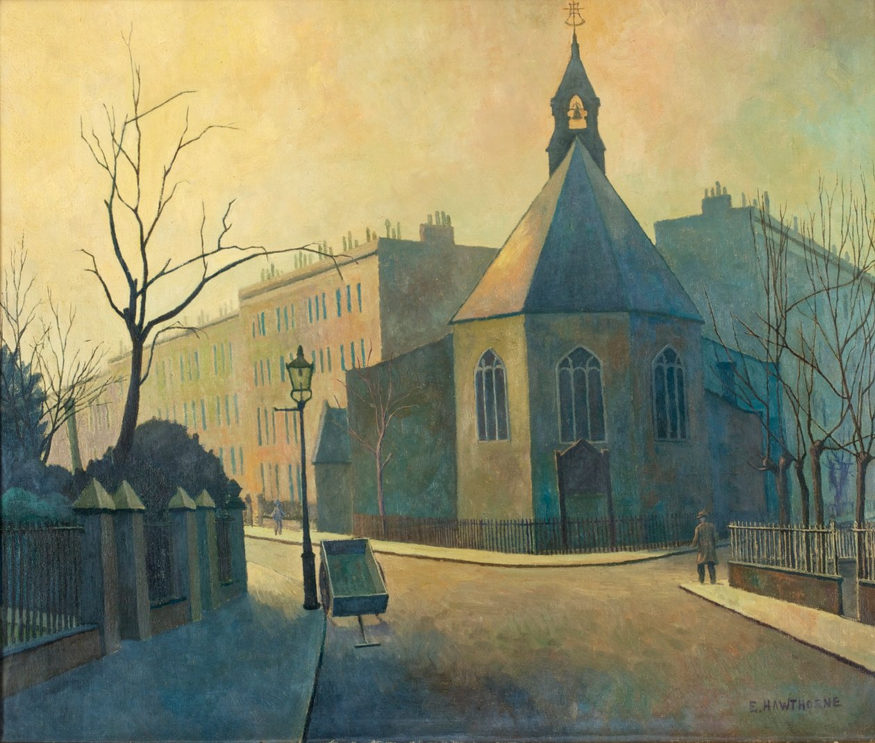 Utcai jelenet, Keresztelő Szent János-templom, Észak-London alkotó: Elwin Hawthorne