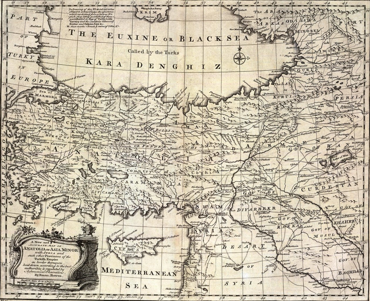Anatóliából vagy Kis -Ázsiából, Szíriával és a Török Birodalom más olyan tartományaival, amelyek határai. alkotó: Emanuel Bowen