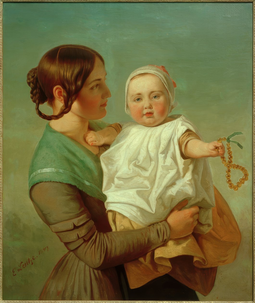 E.G. Leutze, A borostyán nyaklánc (feleség és lánya) alkotó: Emanuel Gottlieb Leutze
