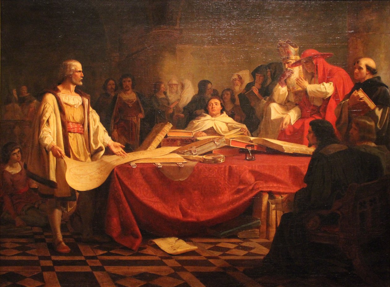 Kolumbusz Kristóf a salamancai tanács előtt alkotó: Emanuel Gottlieb Leutze