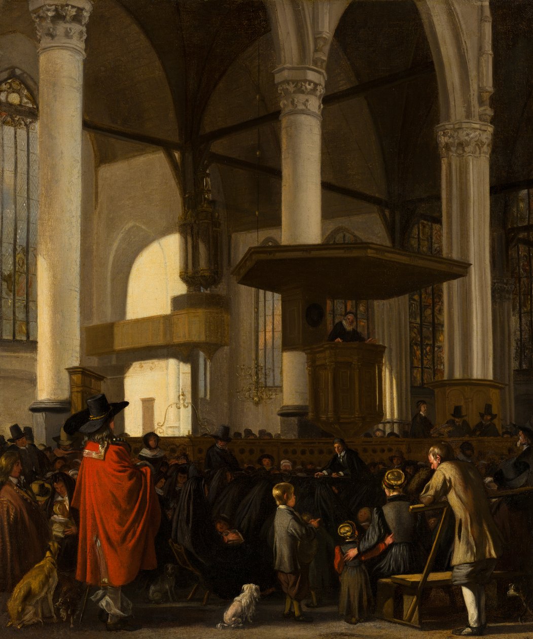Az Oude Kerk Amszterdamban egy szolgálat közben alkotó: Emanuel de Witte