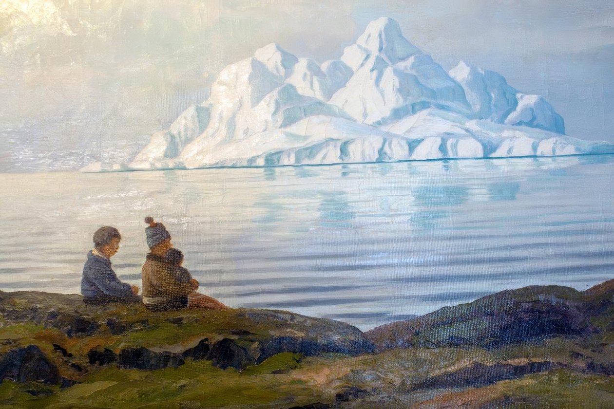 Emberek nyáron a Disco Bay-ben, Nyugat-Grönlandon alkotó: Emanuel A. Petersen
