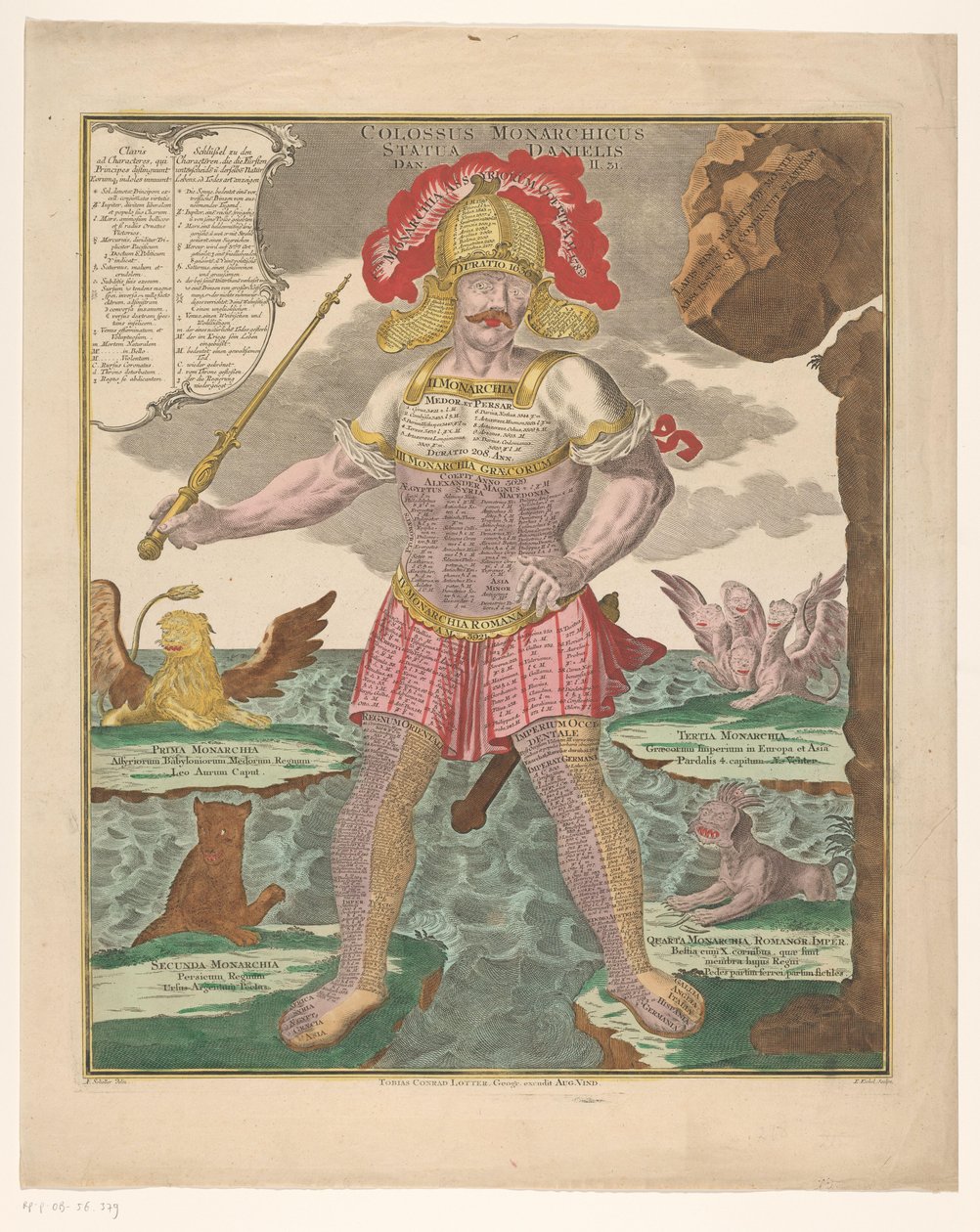 Dániel szobra a monarchiák idővonalával Colossus Monarchicus Statua Danielis (cím a tárgyon) alkotó: Emanuel Eichel