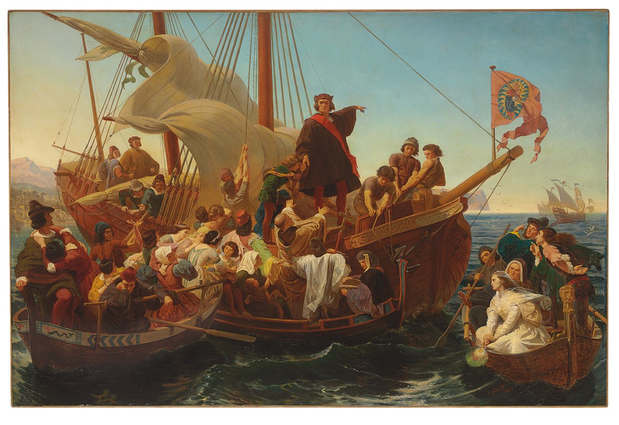 Kolumbusz távozása Palosról 1492-ben, 1855-ben alkotó: Emanuel Gottlieb Leutze