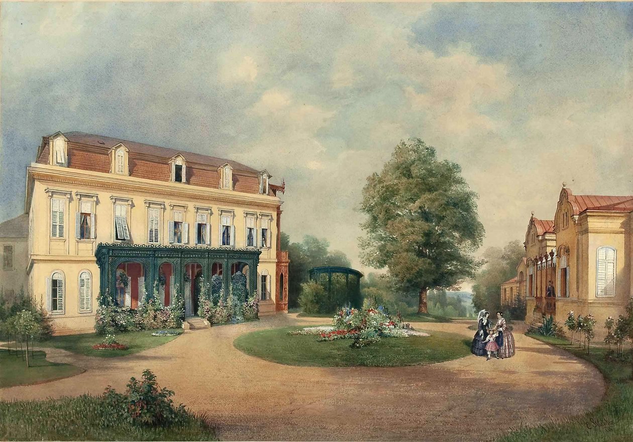 Emanuel Stöckler Az Albert Hardt család vidéki háza Hadersdorfban, Bécs közelében 1854 alkotó: Emanuel Stöckler