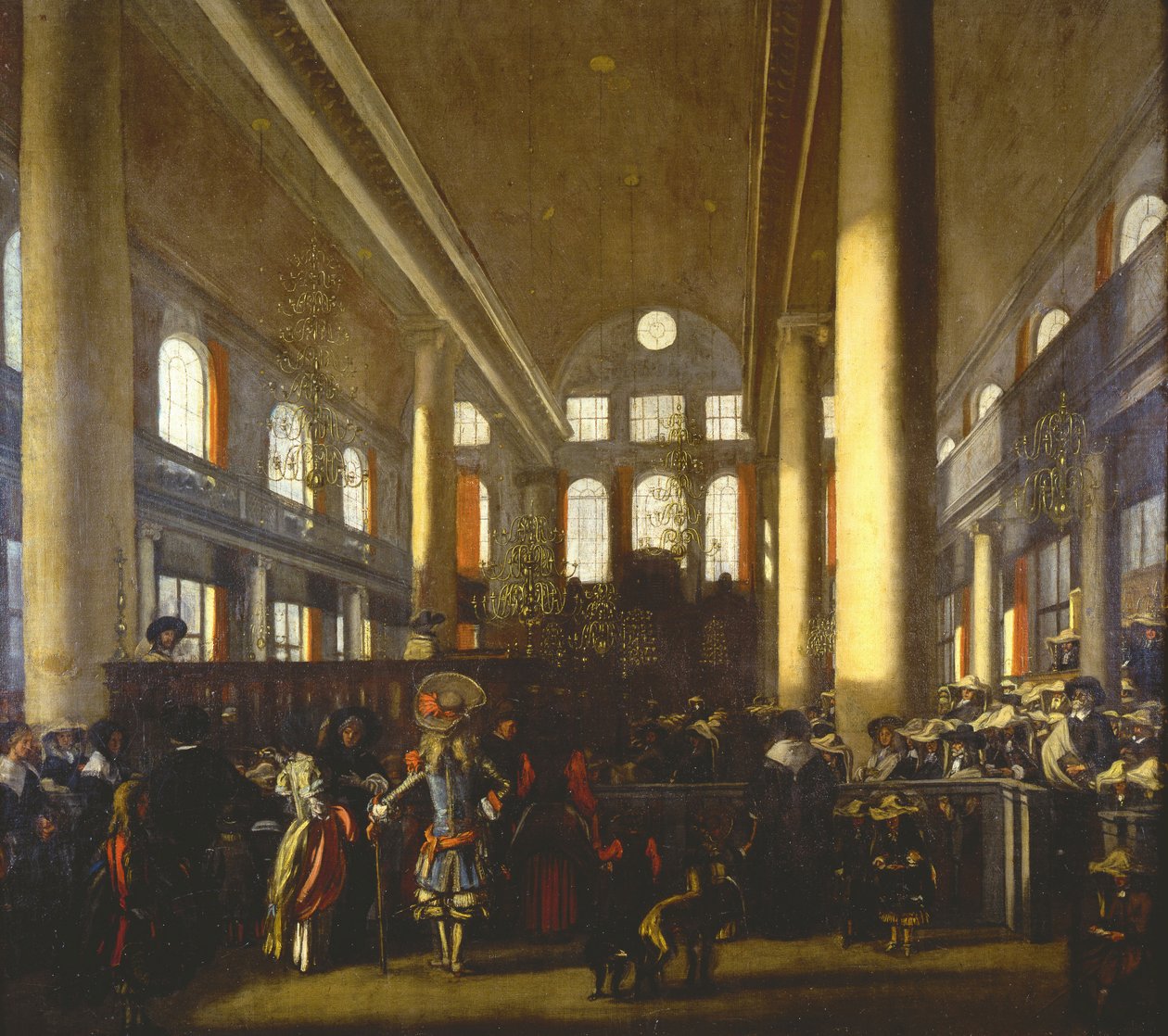 Interieur de la synagogue portugaise a Amsterdam – Az amszterdami portugál zsinagóga belseje, Witte, Emanuel, de (1616/17-1692). Olaj, vászon, c. 1680. Izrael Múzeum, Jeruzsálem alkotó: Emanuel de Witte