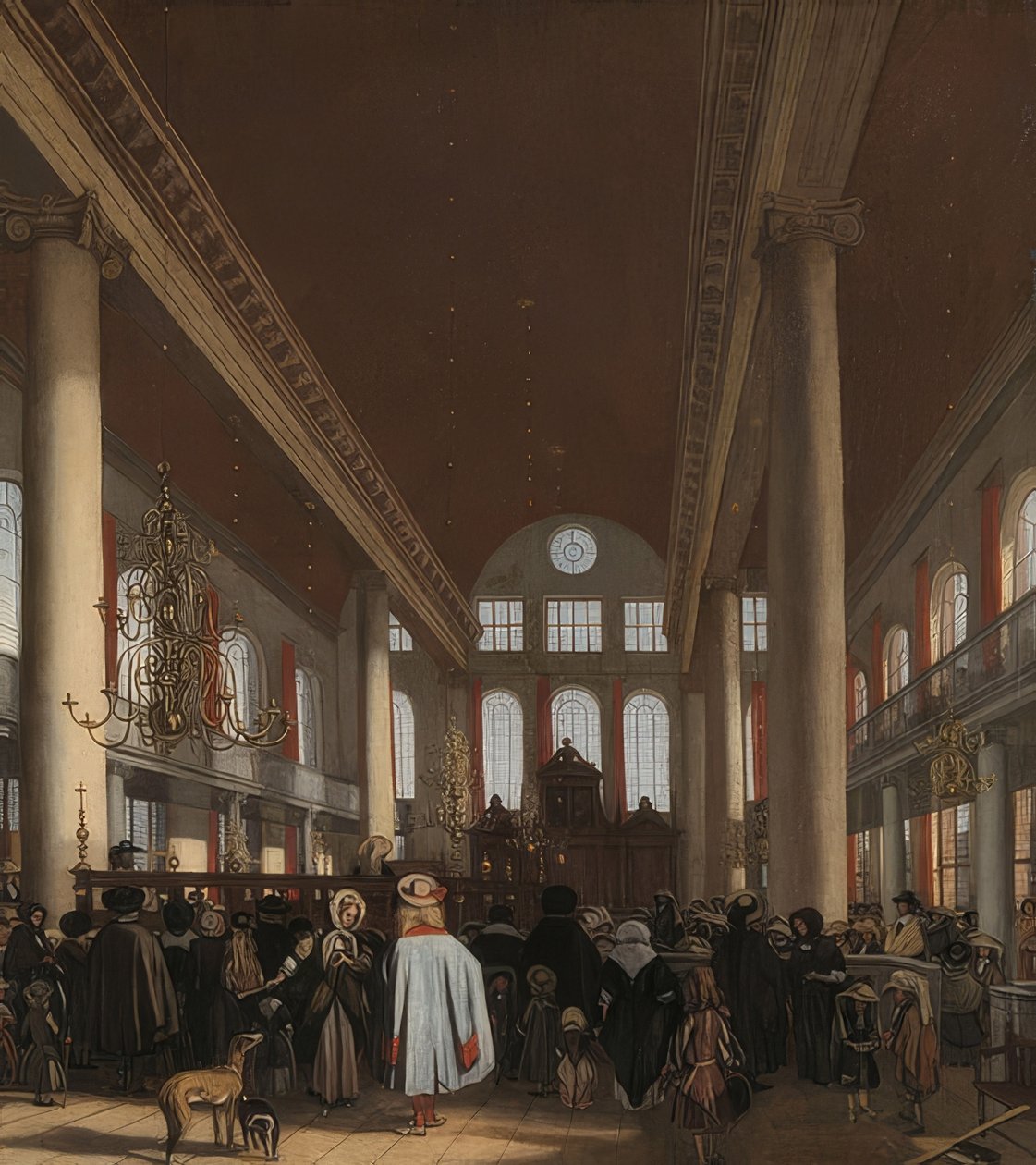 A portugál zsinagóga belseje Amszterdamban. 1680 alkotó: Emanuel de Witte