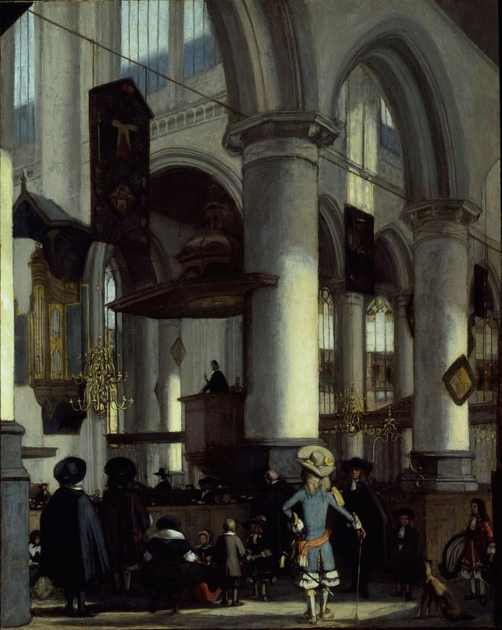 Az Oude Kerk belseje, Delft, 1680 körül (olaj, tábla) alkotó: Emanuel de Witte