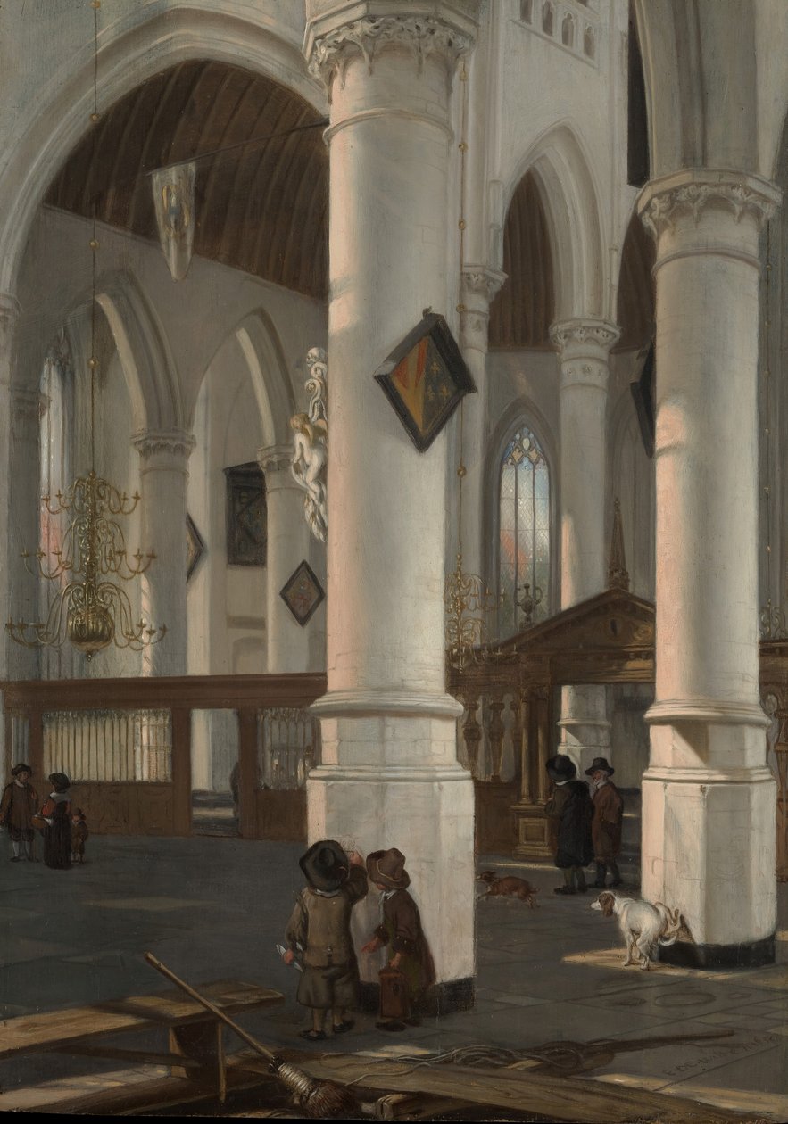Az Oude Kerk belseje, Delft, valószínűleg 1650-ből. alkotó: Emanuel de Witte