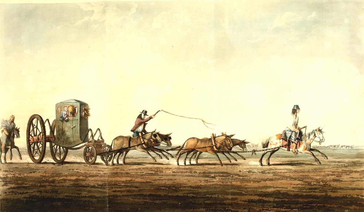 Postakocsi, Buenos Aires tartomány, 1818 körül alkotó: Emeric Essex Vidal