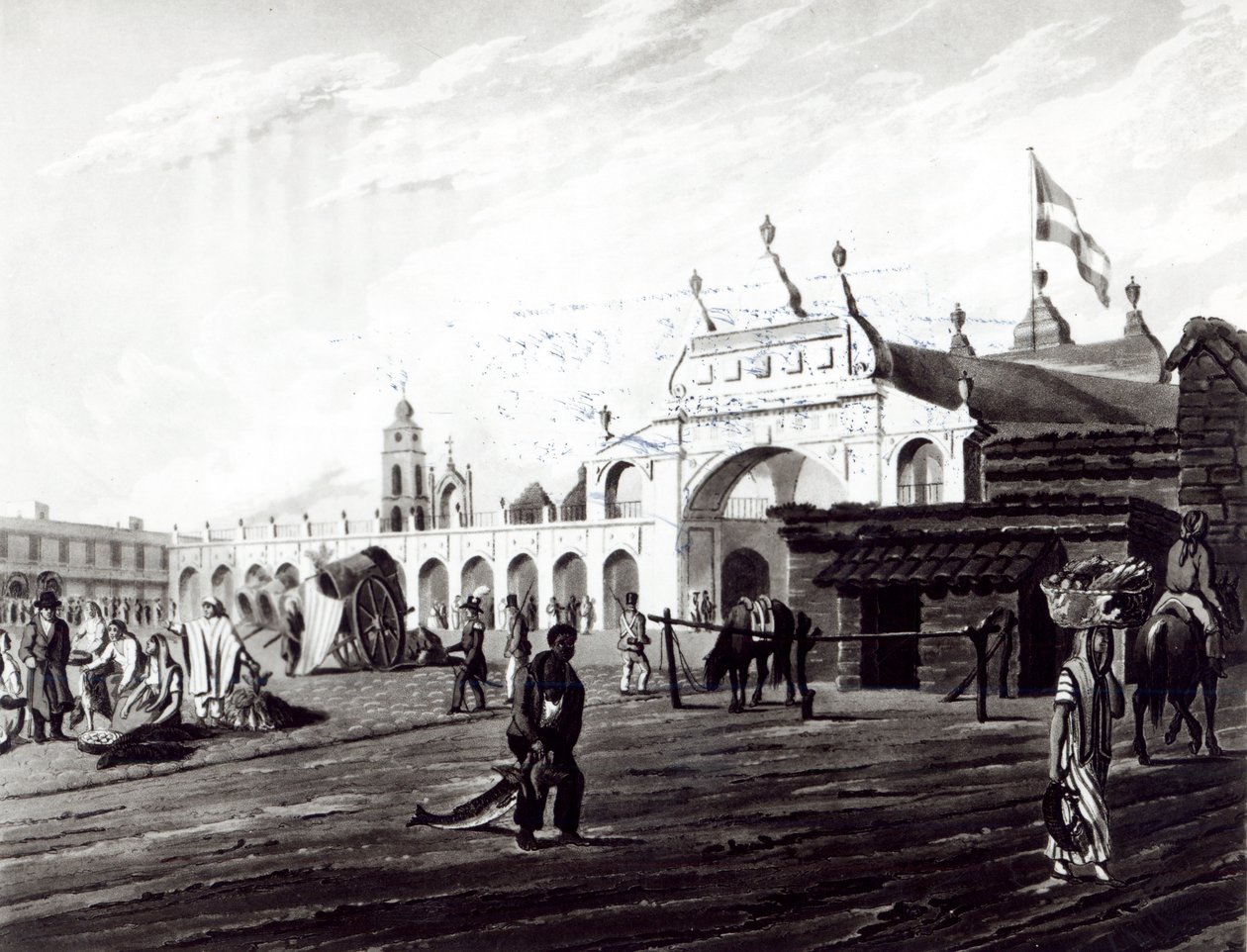 Market Place, vésette Daniel Havell (1785-1826) 1820 alkotó: Emeric Essex Vidal