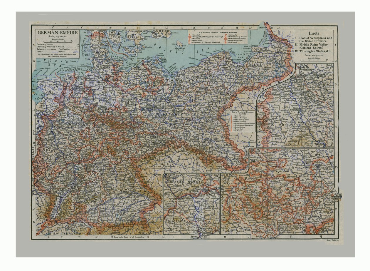 A Német Birodalom térképe, 1900 körül. alkotó: Emery Walker