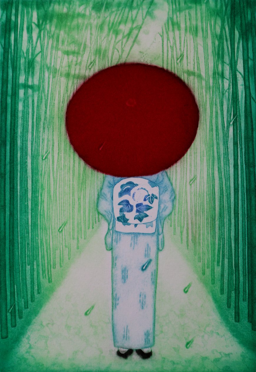 Piros esernyő, 2007 (metszet) alkotó: Emiko Aida