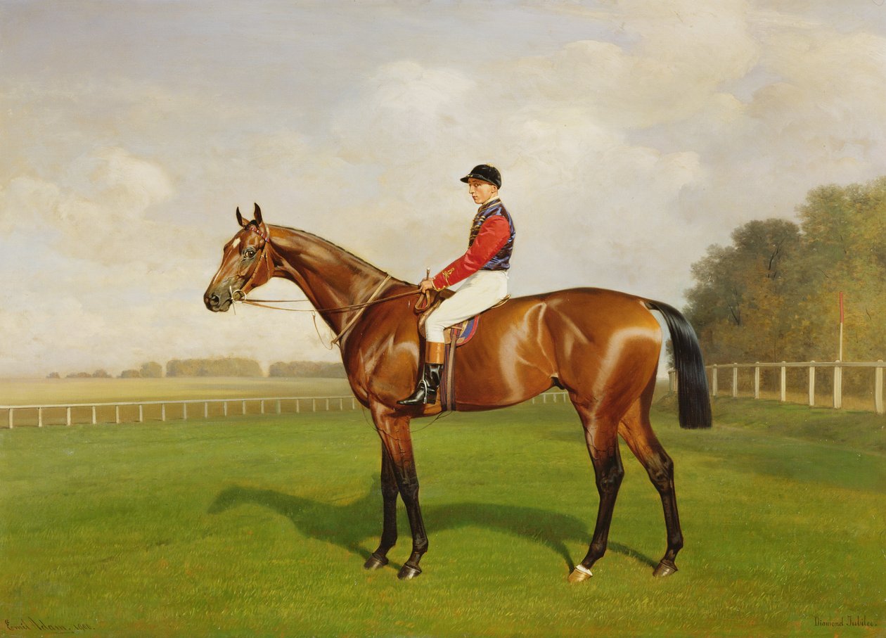 Gyémántjubileum, az 1900-as Derby győztese, 1900 olaj, vászon 188214 részlete alkotó: Emil Adam