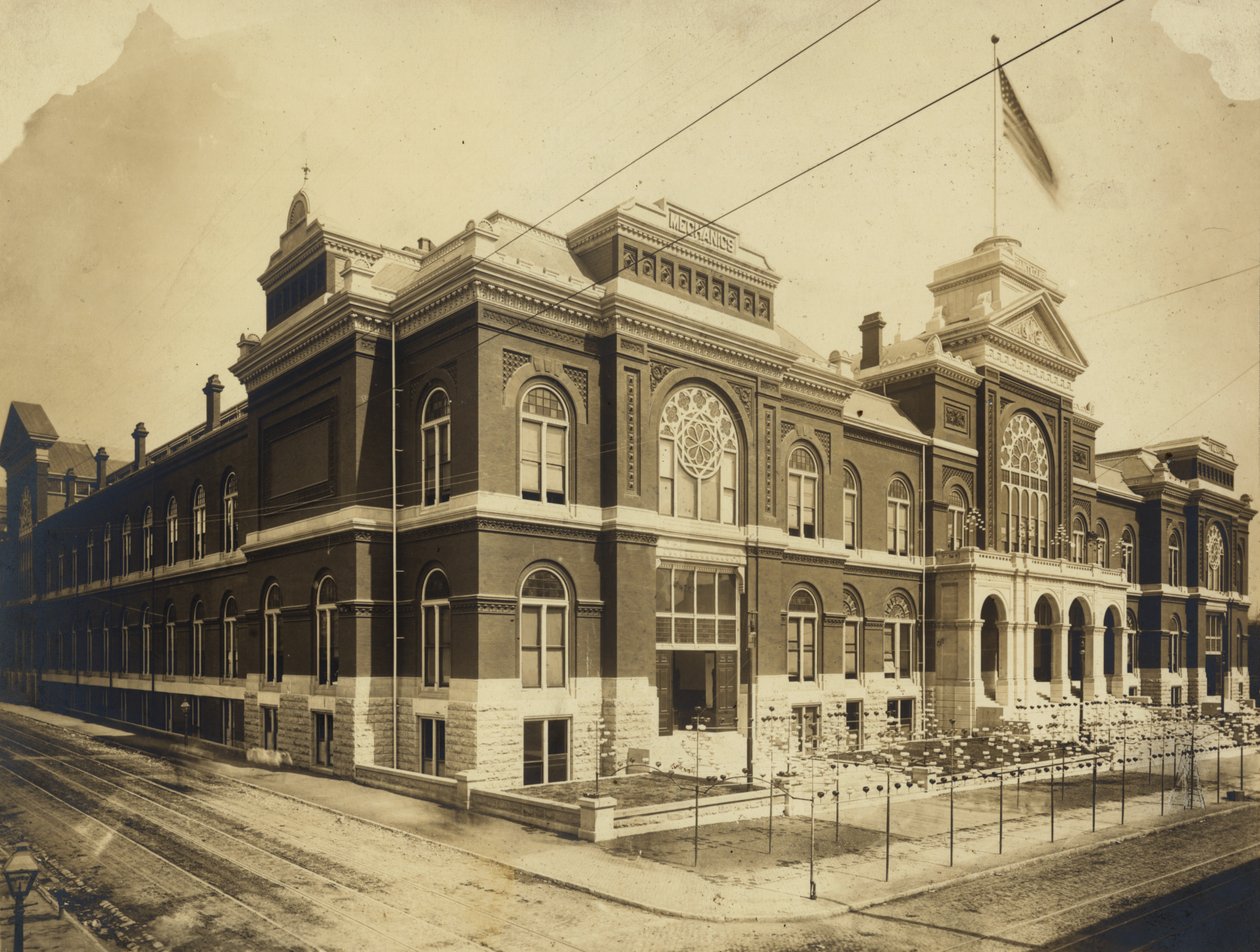 Kiállítás és Music Hall, külső nézet. Olive Street, a tizenharmadik és a tizennegyedik utca között, St. Louis alkotó: Emil Boehl