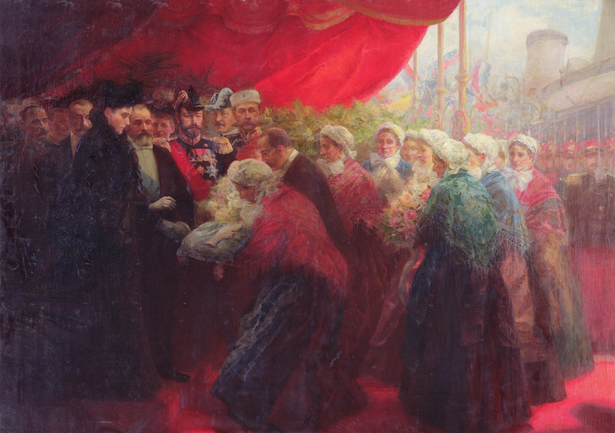 A Bazennek ezüst halat kínáltak Hesse-Darmstadt Alixnek, Oroszország császárnőjének Dunkerque-ben 1901-ben alkotó: Emil Benediktoff Hirschfeld