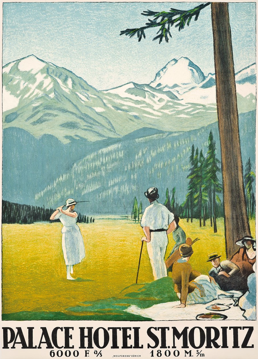 A St. Moritz-i Palace Hotelt reklámozó plakát alkotó: Emil Cardinaux