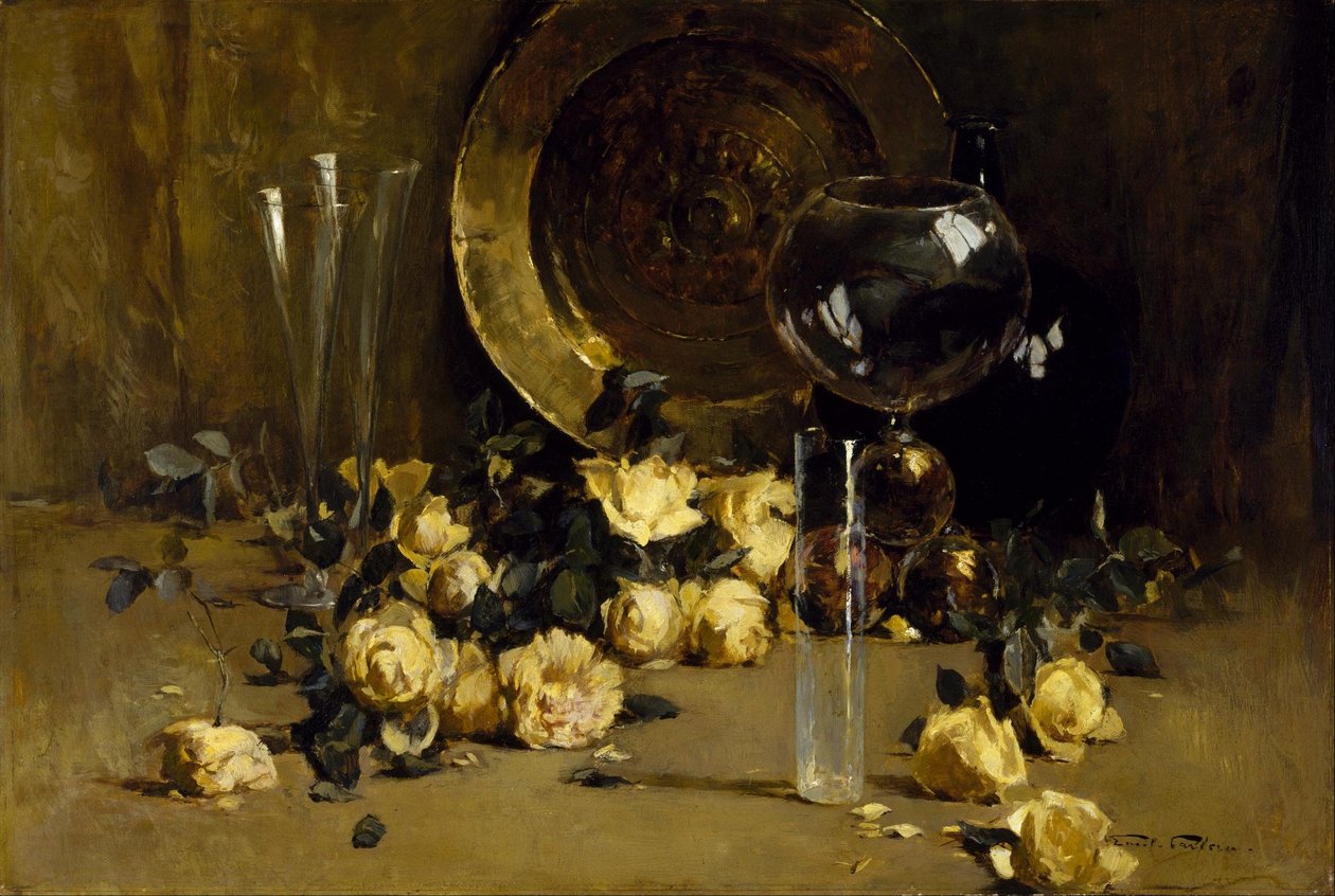 Csendélet sárga rózsákkal alkotó: Emil Carlsen