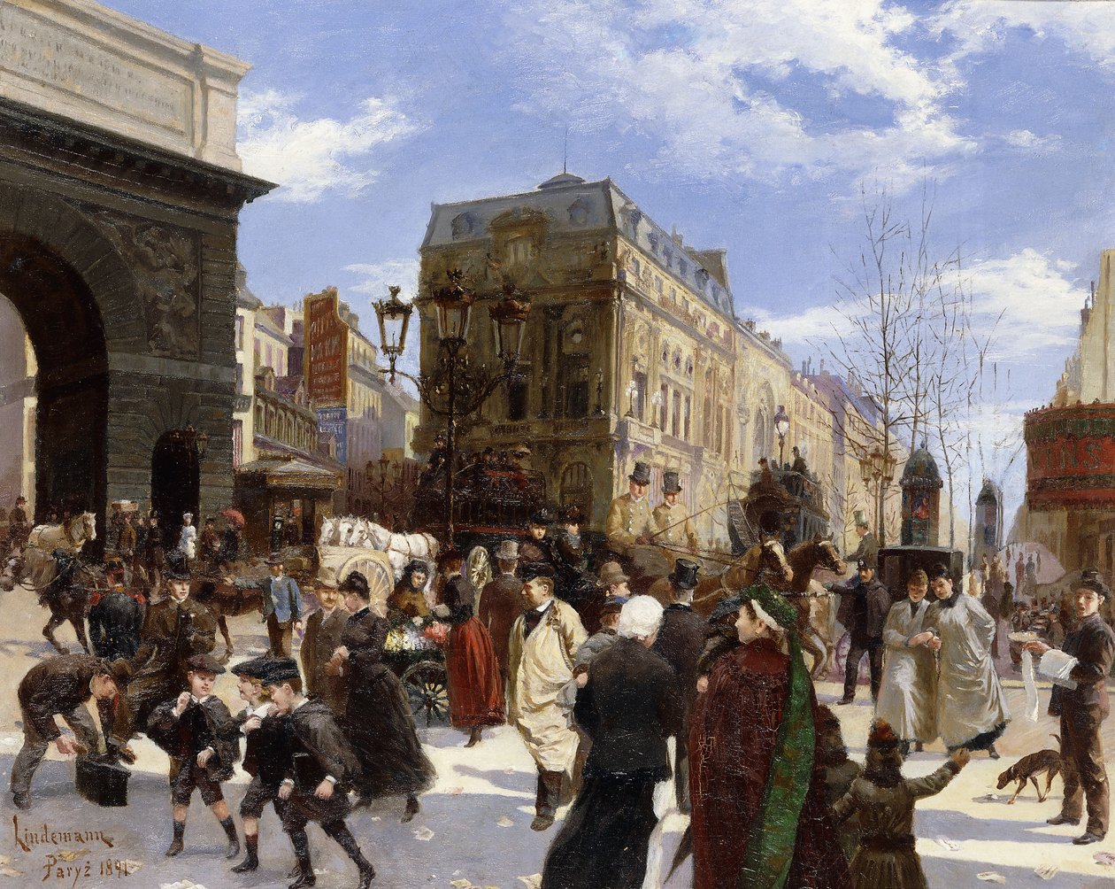 A Grands Boulevards, Porte St. Martin, Párizs alkotó: Emil Lindemann