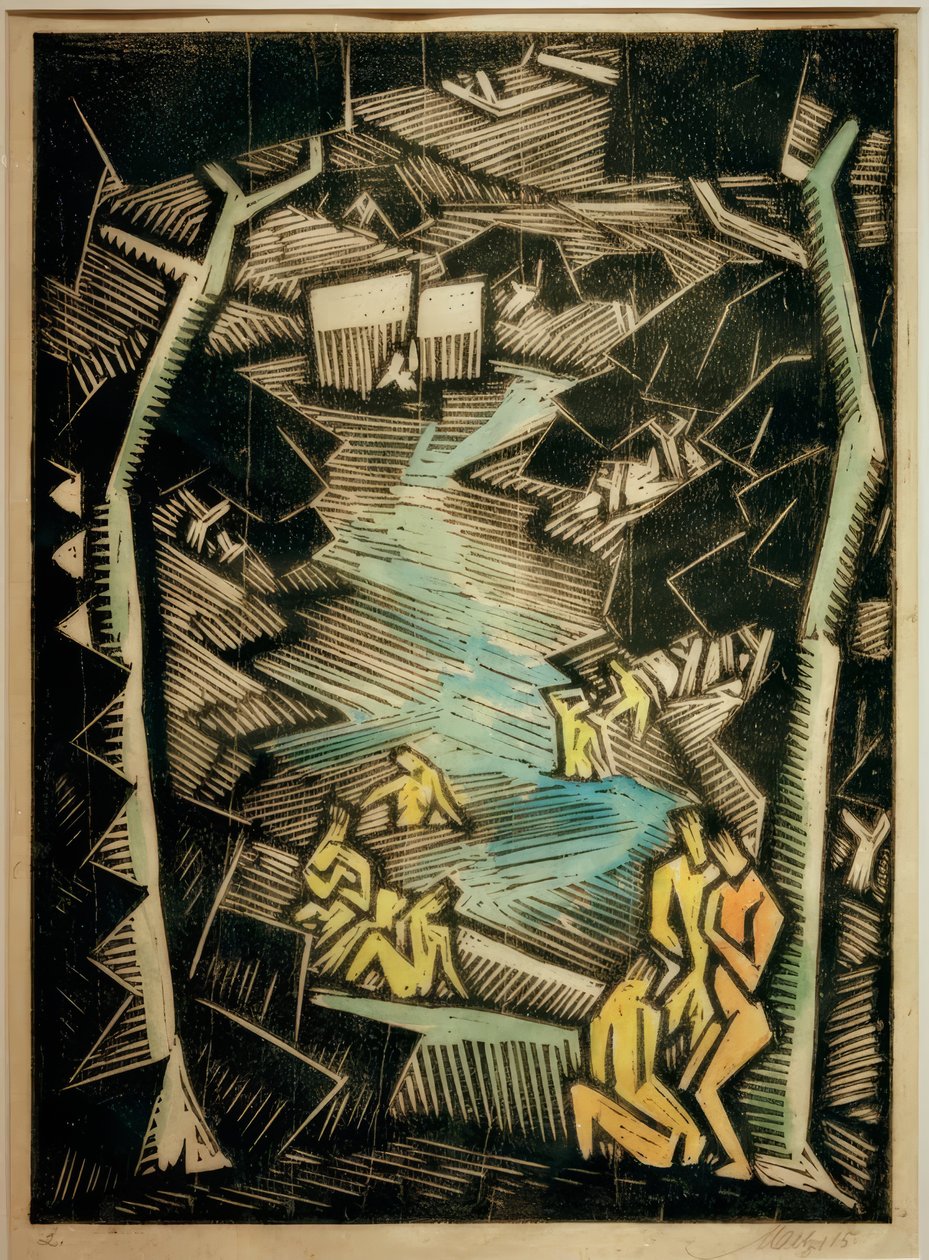 Fürdőzők az erdő tójánál alkotó: Emil Maetzel