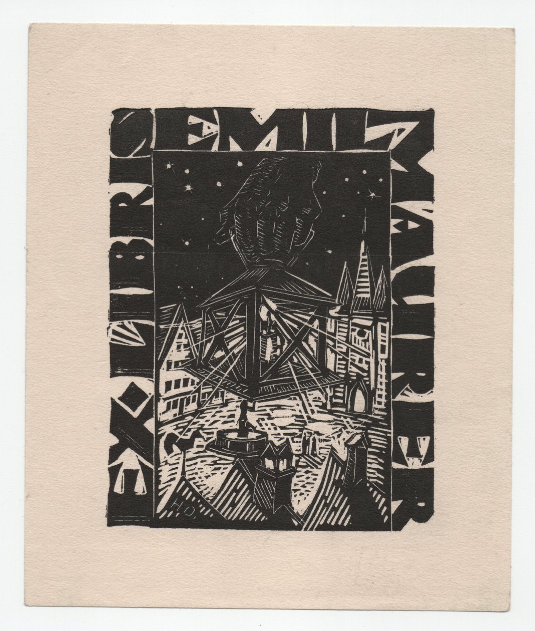 Ex Libris Emil Maurer (metszet) alkotó: Emil Maurer