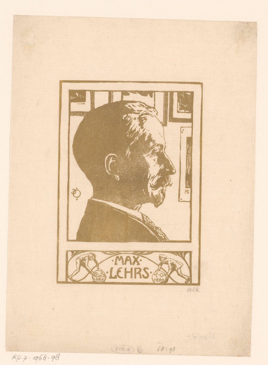 Max Lehrs portréja alkotó: Emil Orlik (signed by artist)