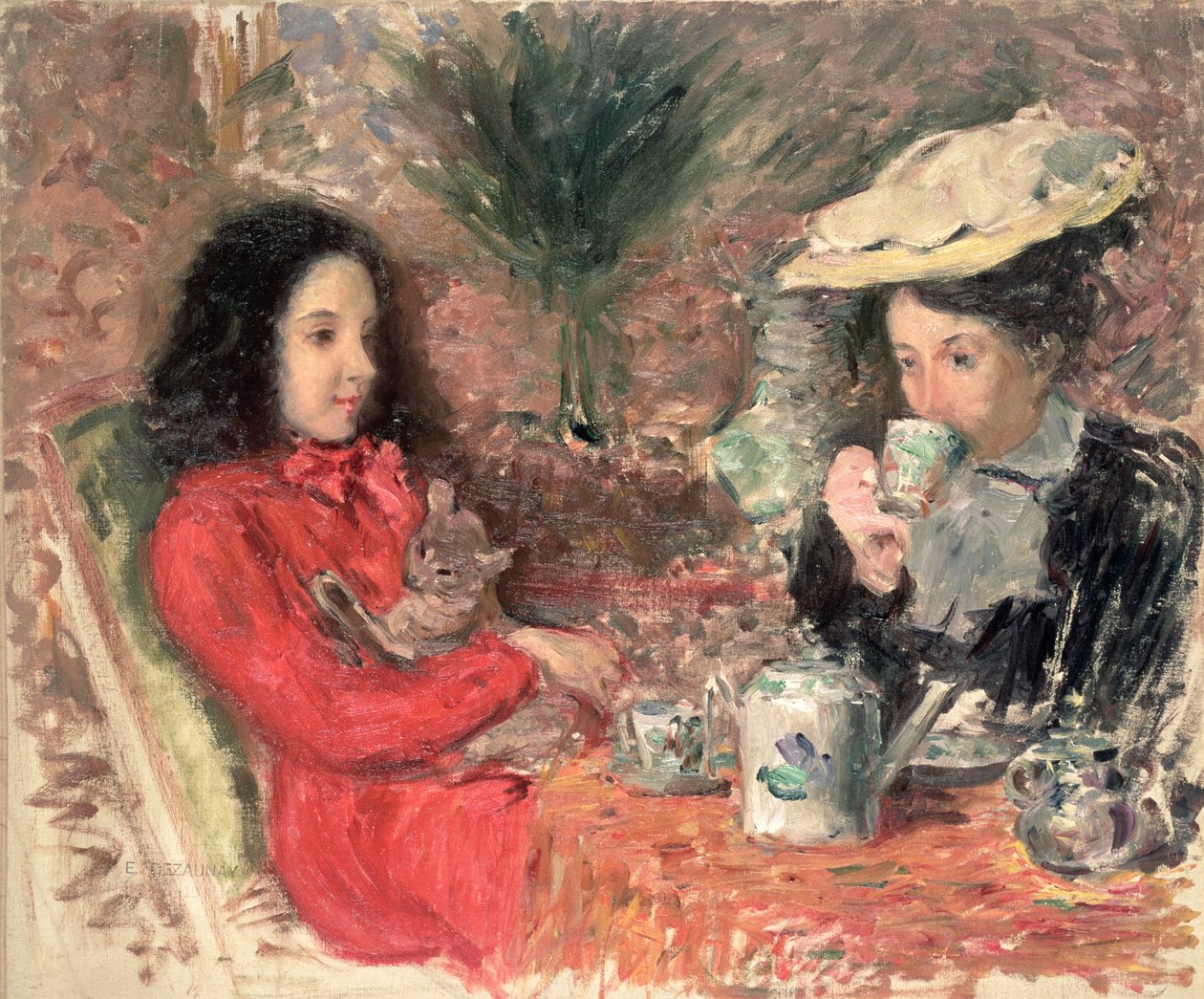 Teaidő, 1900 körül alkotó: Emile Alfred Dezaunay