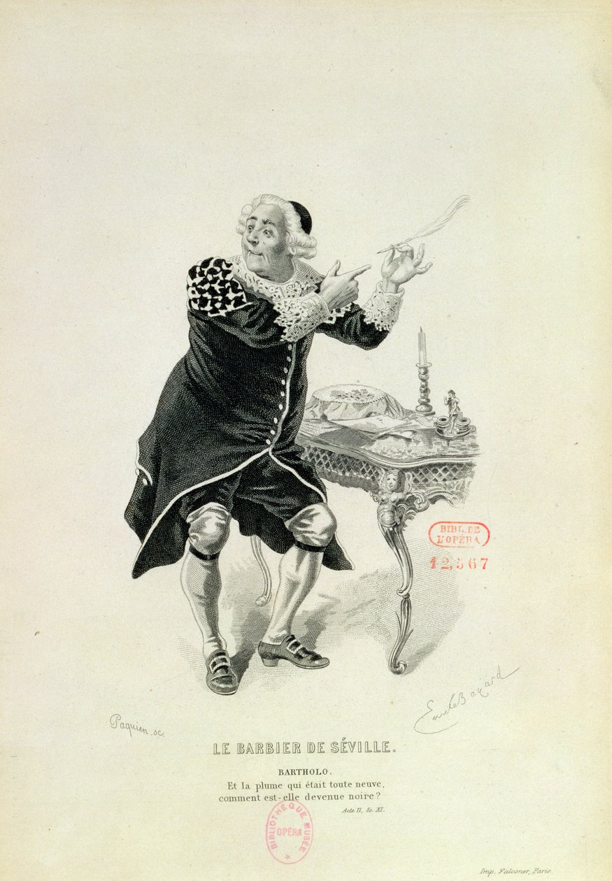 Dr. Bartolo, Rossini „A sevillai borbély” című operájából alkotó: Emile Antoine Bayard