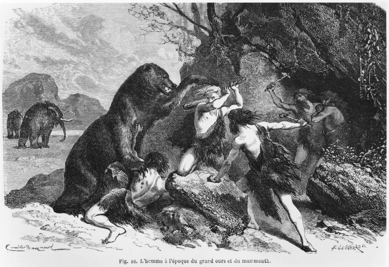 Ember a medve és a mamut idején, illusztráció Louis Figuier (1819-94) „L