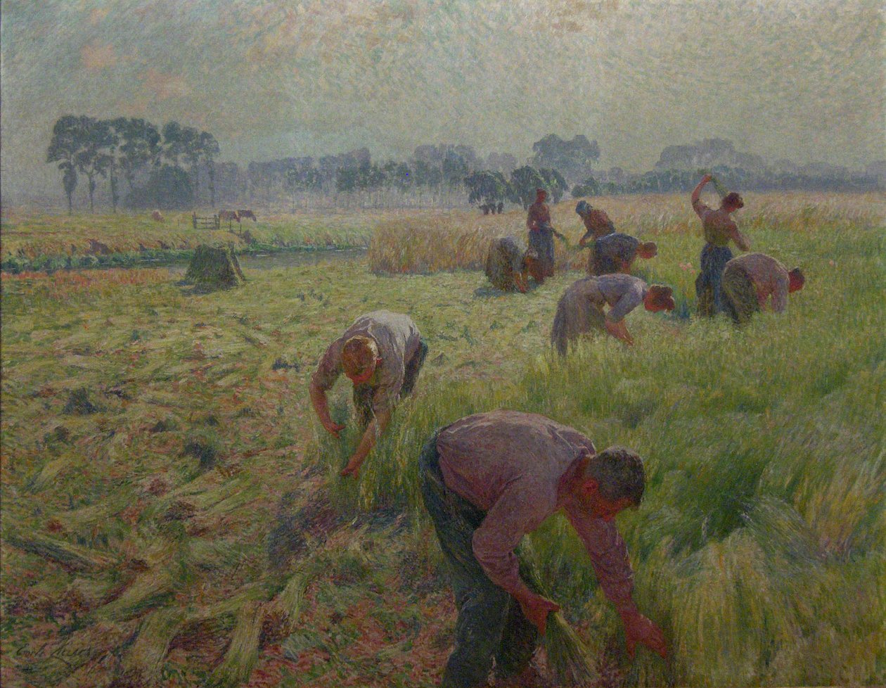Len betakarításNederland: De vlasoogstn alkotó: Emile Claus