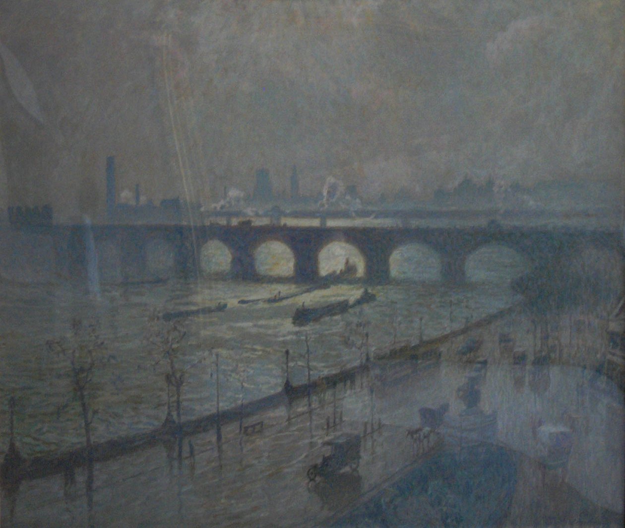 Waterloo híd, nap és eső Nederlands: Waterloo Bridge, zon en regen alkotó: Emile Claus