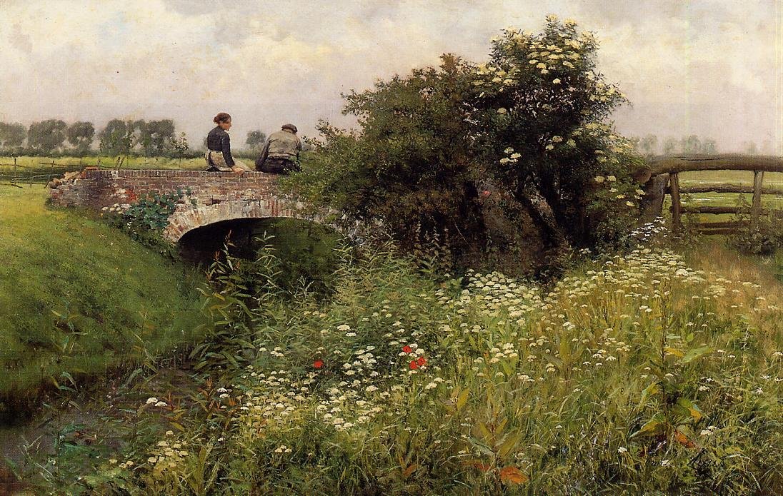 Találkozó a hídon alkotó: Emile Claus