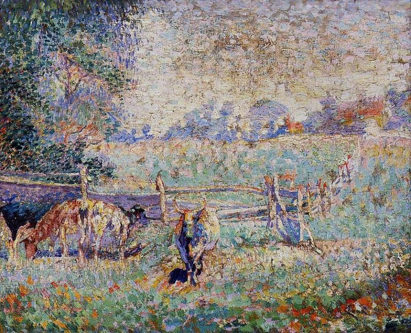 Tehenek a legelőn alkotó: Emile Claus