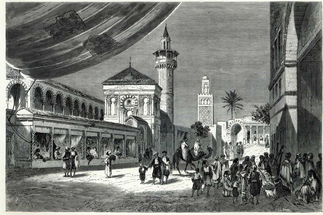 Bazár Tuniszban alkotó: Emile Theodore Therond