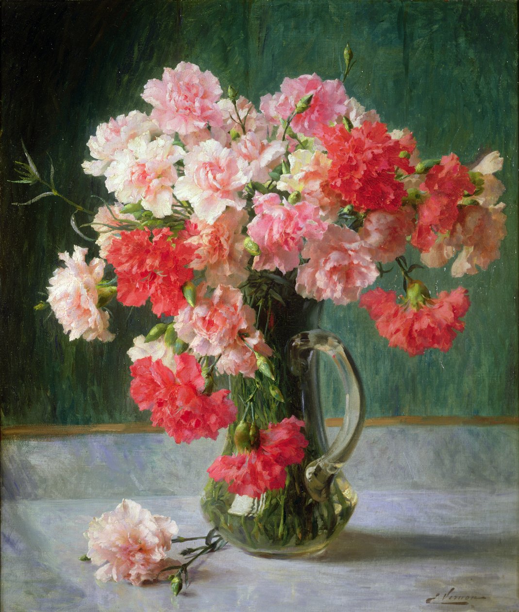Szegfű csendélet alkotó: Emile Vernon
