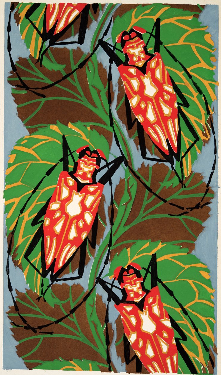 Részlet a 19. tábláról Rovarok, kocsma. 1930-as évek (pochoir print) alkotó: Émile Allain Séguy