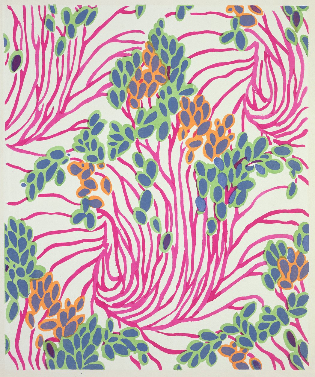 Virágmintás motívum a „Floreal: Dessins & Coloris Nouveaux”-ból, 1920 körül (stencilnyomat) alkotó: Émile Allain Séguy