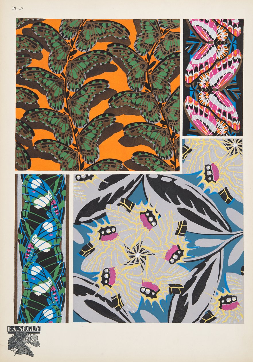 17. tábla, Butterflies, kocsma. 1925 (sablonnyomat) alkotó: Émile Allain Séguy
