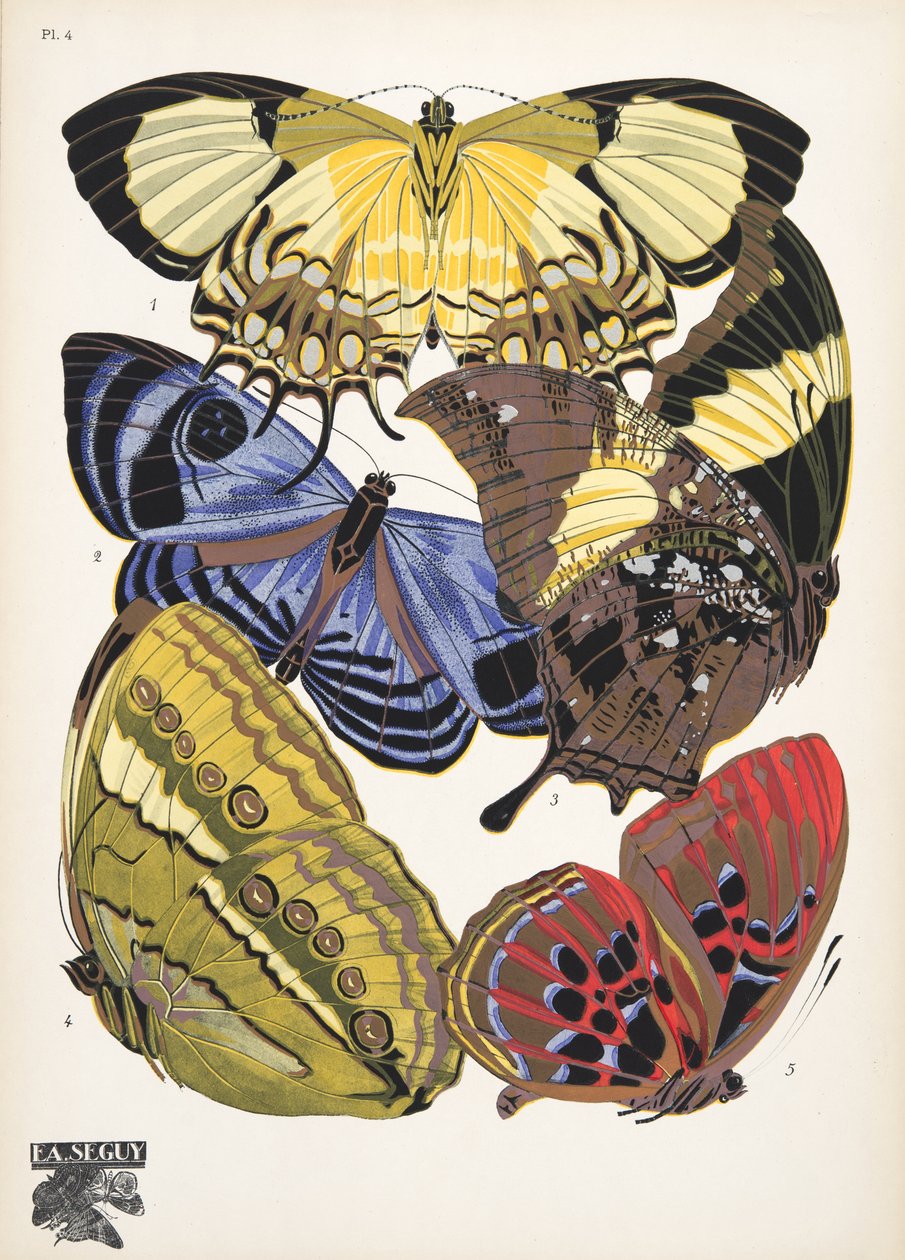 4. tábla, Butterflies, kocsma. 1925 (sablonnyomat) alkotó: Émile Allain Séguy