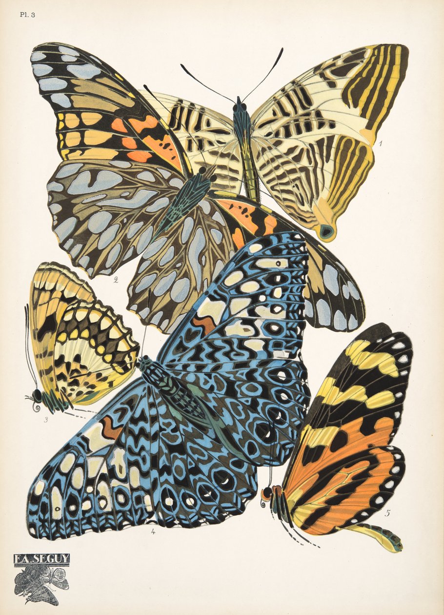 3. tábla, Butterflies, kocsma. 1925 (sablonnyomat) alkotó: Émile Allain Séguy