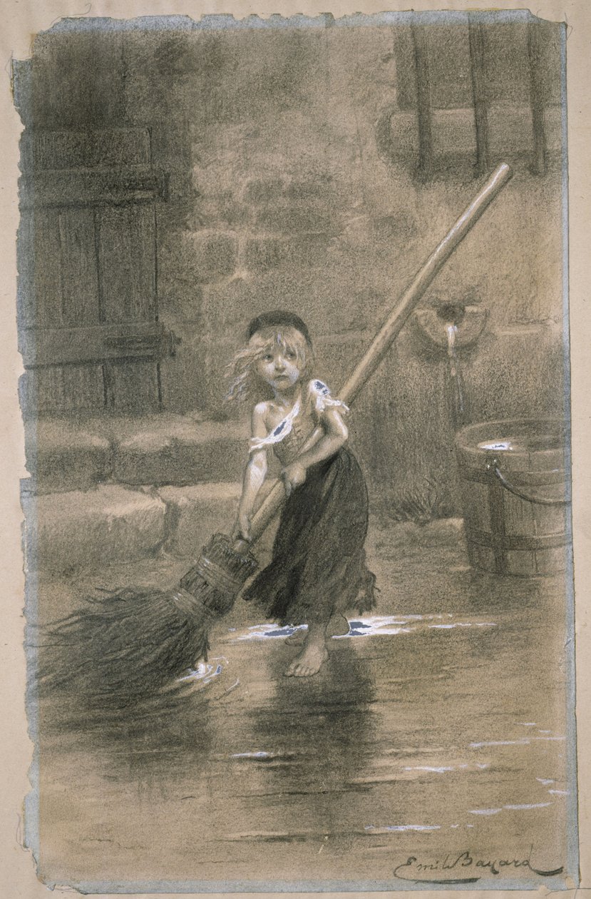 Cosette. Illusztráció a Nyomorultak című könyvéből, Victor Hugo, 1862 alkotó: Emile Antoine Bayard