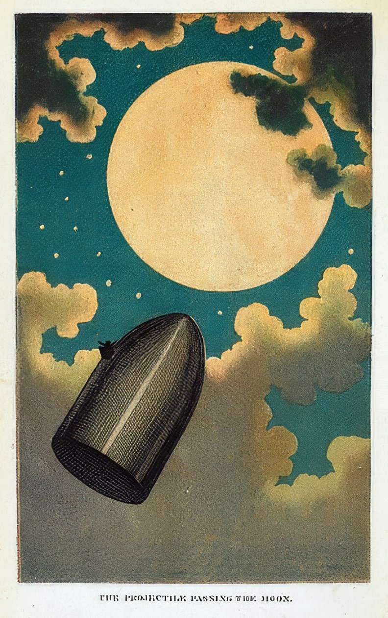 Illusztráció Jules Verne A Földtől a Holdig című könyvéhez. 1877 alkotó: Emile Antoine Bayard
