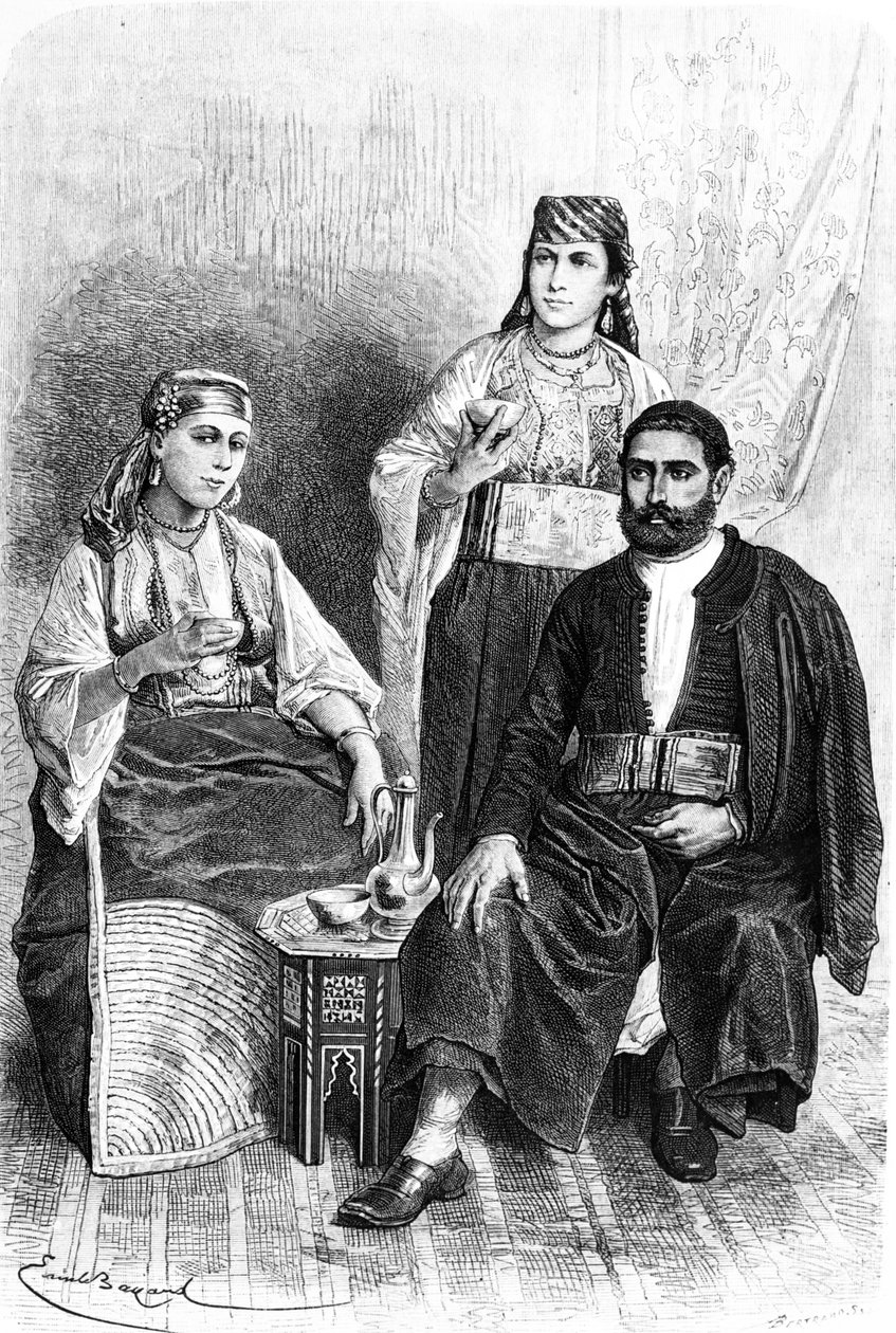 Tangeri zsidó férfi és nő, 1878 alkotó: Emile Antoine Bayard